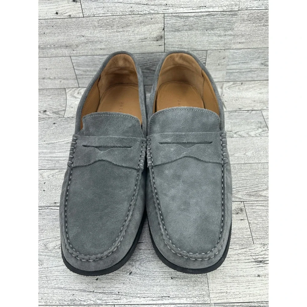 Jack Erwin Decker Men Sz 11M‎ Grey Suede Penny Driving Loafers Made in Brazil